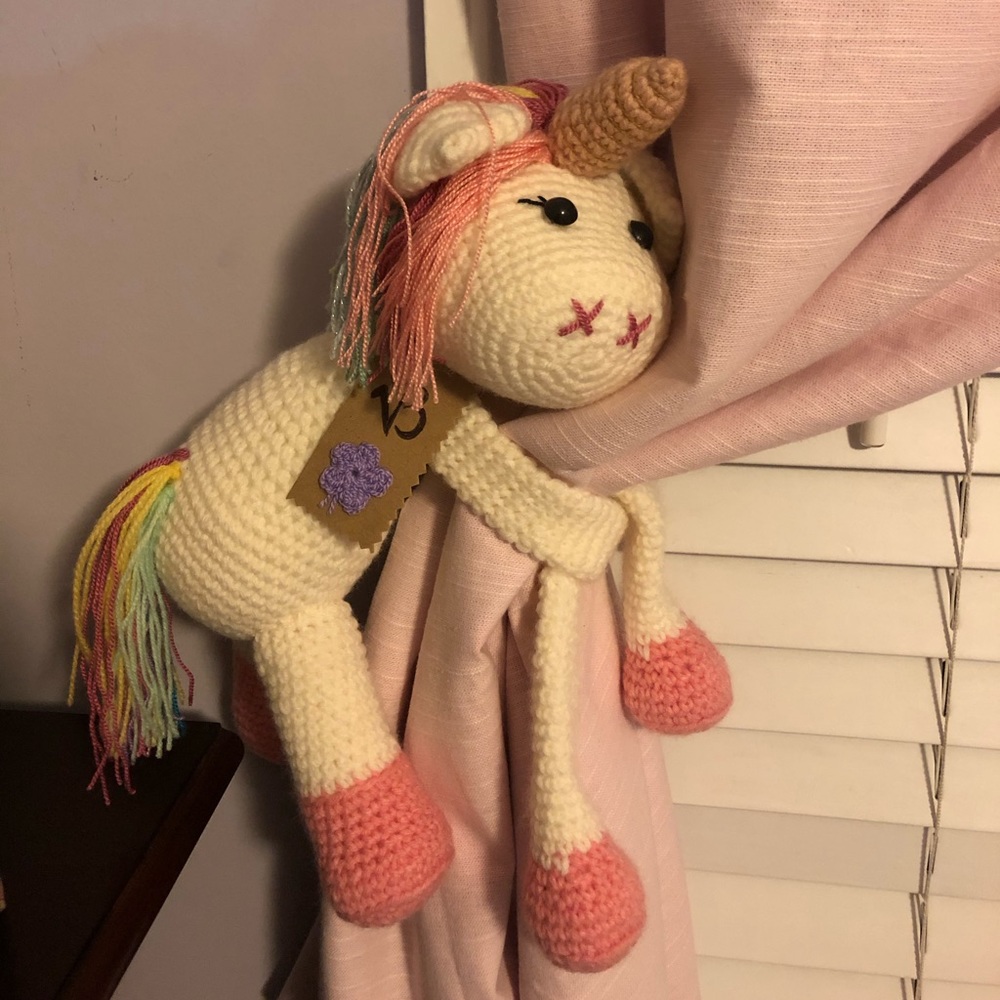 Handmade unicorn curtain holders